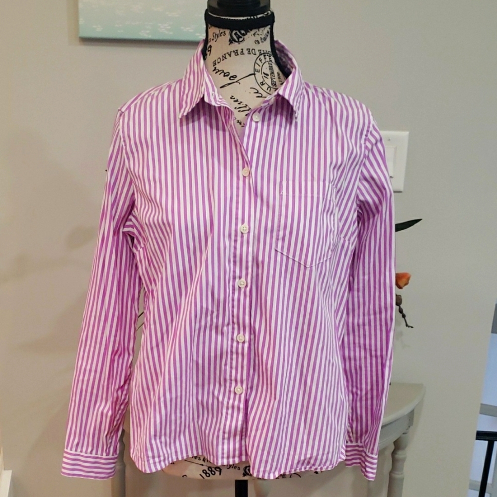 Banana Republic Pink Striped Button-Up Shirt